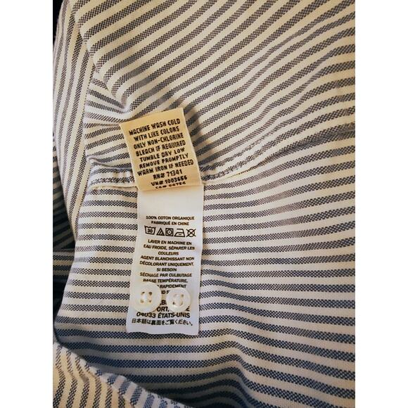 L.L. Bean Shirt Blue Striped Button Down Classic Oxford 100% Organic Cotton XL - Picture 11 of 11